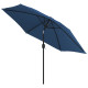 Parasol d'extérieur avec poteau en métal 300 cm bleu helloshop26 02_0008279 