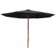 Parasol d'extérieur avec mât en bois 350 cm - Couleur au choix Noir