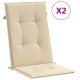 Coussins de chaise de jardin dossier haut lot de 2 beige tissu 