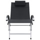 Transat chaise longue bain de soleil lit de jardin terrasse meuble d'extérieur aluminium textilène noir helloshop26 02_0012259 