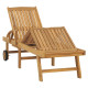 Transat chaise longue bain de soleil lit de jardin terrasse meuble d'extérieur avec table bois de teck solide helloshop26 02_0012609 