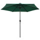 Parasol avec led et mât en aluminium 270 cm - Couleur au choix Vert