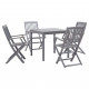 Mobilier à dîner de jardin 5 pcs bois d'acacia massif gris 