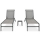 Lot de 2 transats chaise longue bain de soleil lit de jardin terrasse meuble d'extérieur avec table textilène et acier helloshop26 02_0012136 