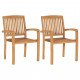 Chaises empilables à dîner de jardin 2 pcs bois de teck solide 