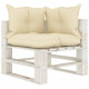 Canapé d'angle palette de jardin bois avec coussins - Couleur des coussins au choix Crème