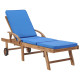 Lot de 2 transats chaise longue bain de soleil lit de jardin terrasse meuble d'extérieur avec coussins bois de teck solide bleu helloshop26 02_0012153 