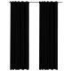 Rideaux occultants aspect lin avec crochets 2pcs 140x245cm - Couleur au choix Noir