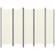 Cloison de séparation 5 panneaux blanc crème 250x180 cm 