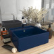 Lavabo carré à trop-plein - 41x41 cm céramique - Couleur au choix Bleu-foncé-mat