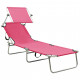 Chaise longue pliable avec auvent acier - Couleur au choix 