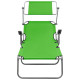 Transat chaise longue bain de soleil lit de jardin terrasse meuble d'extérieur 188 cm avec auvent acier vert helloshop26 02_0012270 