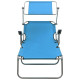 Transat chaise longue bain de soleil lit de jardin terrasse meuble d'extérieur 188 cm avec auvent acier bleu helloshop26 02_0012264 