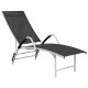 Transat chaise longue bain de soleil d'extérieur textilène et aluminium - Couleur au choix 