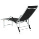 Transat chaise longue bain de soleil d'extérieur textilène et aluminium - Couleur au choix 