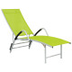 Chaise longue textilène et aluminium vert 