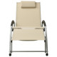 Transat chaise longue bain de soleil lit de jardin terrasse meuble d'extérieur avec oreiller textilène crème helloshop26 02_0012562 