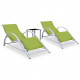 Chaises longues 2 pcs avec table aluminium vert 
