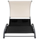 Transat chaise longue bain de soleil lit de jardin terrasse meuble d'extérieur double avec auvent textilène noir helloshop26 02_0012722 