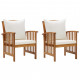 Chaises de jardin avec coussins 2 pcs bois d'acacia massif 