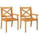 Chaises à dîner d'extérieur bois d'acacia massif - Nombre de pièces au choix 2