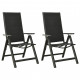 Chaises pliables de jardin 2 pcs textilène et aluminium noir 