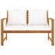 Banc de jardin meuble de patio d'extérieur terrasse avec coussin crème 120 cm bois solide d'acacia helloshop26 02_0011502 