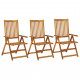 Chaises inclinables de jardin bois solide d'acacia - Nombre de chaises au choix 3 places