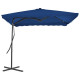 Parasol d'extérieur avec mât en acier 250 x 250 x 230 cm bleu helloshop26 02_0008202 