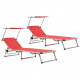 Chaises longues pliables et toit 2 pcs aluminium textilène - Couleur au choix Rouge