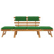 Banc de jardin meuble de patio d'extérieur 2-en-1 terrasse avec coussins vert 190 x 68 x 74 cm bois solide d'acacia  