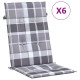 Coussins de chaise jardin à dossier haut lot de 6 carreaux gris 