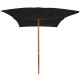 Parasol d'extérieur avec mât 200 x 300 cm bois noir  