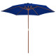 Parasol d'extérieur avec mât en bois 270 cm bleu helloshop26 02_0008256 