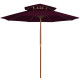 Parasol double avec mât en bois 270 cm - Couleur au choix Rouge-bordeaux