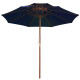 Parasol d'extérieur double avec mât en bois 270 cm bleu helloshop26 02_0008441 