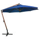 Parasol suspendu avec mât 3,5 x 2,9 m bois de sapin - Couleur au choix Bleu