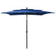 Parasol à 3 niveaux avec mât en aluminium 2,5 x 2,5 m bleu azuré helloshop26 02_0008745 