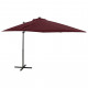  Parasol déporté avec mât et lumières LED Rouge bordeaux 250 cm 