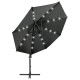 Parasol meuble de jardin déporté avec mât et lumières led 300 cm anthracite helloshop26 02_0008515 