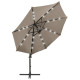Parasol meuble de jardin déporté avec mât et lumières led 300 cm taupe helloshop26 02_0008537 
