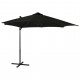 Parasol déporté avec mât et lumières led noir 300 cm 