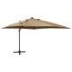 Parasol déporté avec mât et lumières led 300 cm - Couleur au choix 