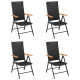 Chaises de jardin 4 pcs résine tressée noir 