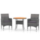 Mobilier à dîner de jardin 3 pcs résine tressée gris 