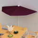 Demi-parasol de jardin avec mât 180x90 cm - Couleur au choix Rouge-bordeaux