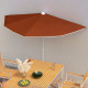 Demi-parasol de jardin avec mât 180x90 cm - Couleur au choix Terre cuite