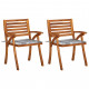 Chaises à dîner de jardin avec coussins 2 pcs acacia massif - Couleur au choix 