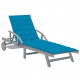 Chaise longue de jardin avec coussin bois d'acacia solide - Couleur au choix Bleu