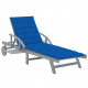 Chaise longue de jardin avec coussin bois d'acacia solide - Couleur au choix Bleu-royal